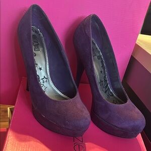 Purple Suede brash Platform Pumps - Women's High Heels